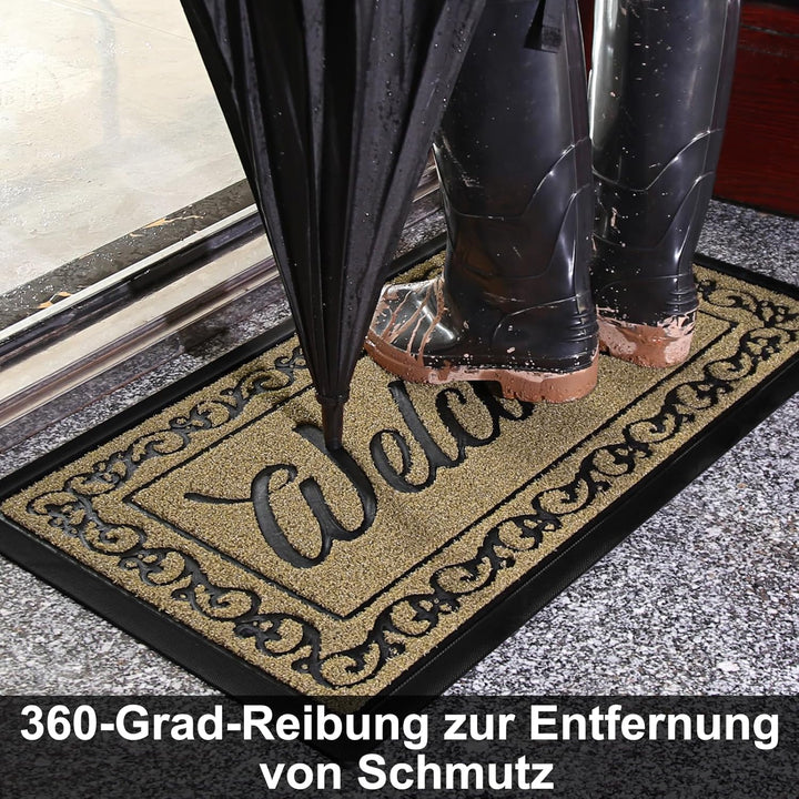 Yimobra Fussmatte Aussen, 75 x 43 cm, rutschfest, Wetterfest, Waschbar, Wellcome Schmutzfangmatte fü