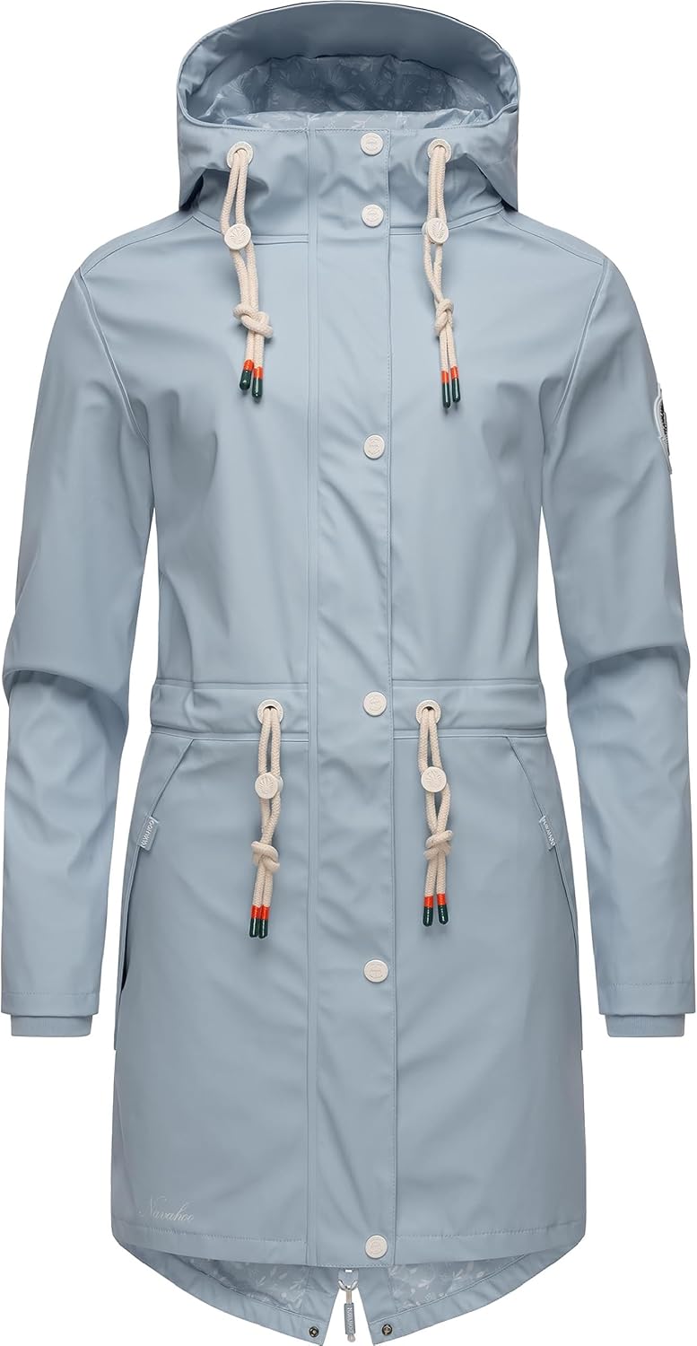 Navahoo Damen Übergangsjacke Regenmantel wasserdicht lang mit Kapuze Tropical Stormoo XS-3XL XS Baby