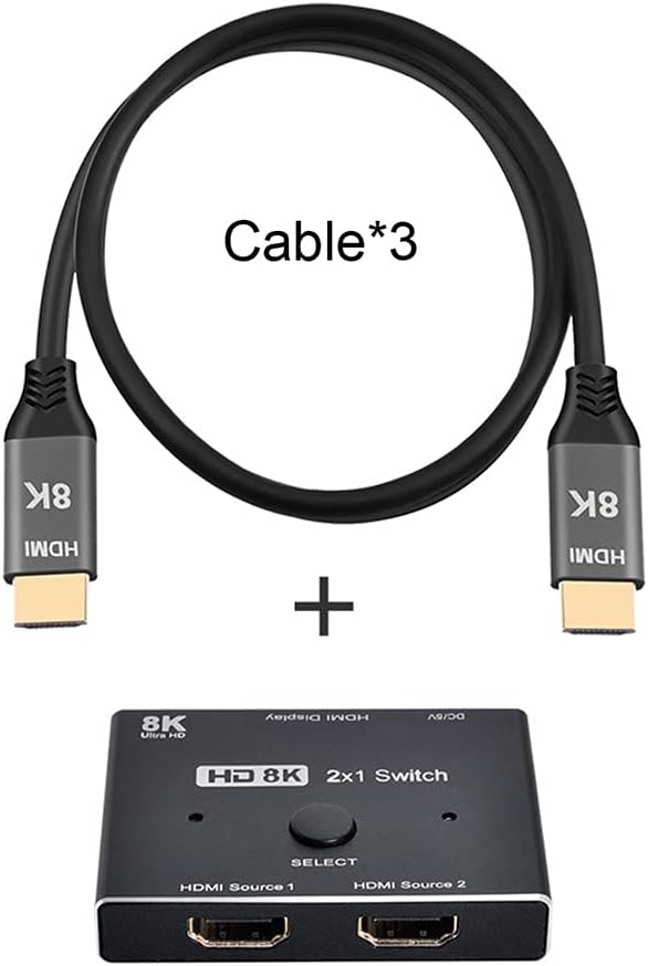 xiwai 8K @ 60hz HDMI-kompatibler 2.1-Switch & 3 Kabel 2-in-1-OUT Hub unterstützt HDCP SST Extended 4