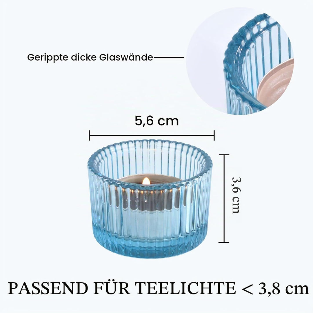 HofferRuffer 12er-Set Teelichthalter, Kerzenhalter aus Glas für Teelichter, Votivkerzenhalter für Ho
