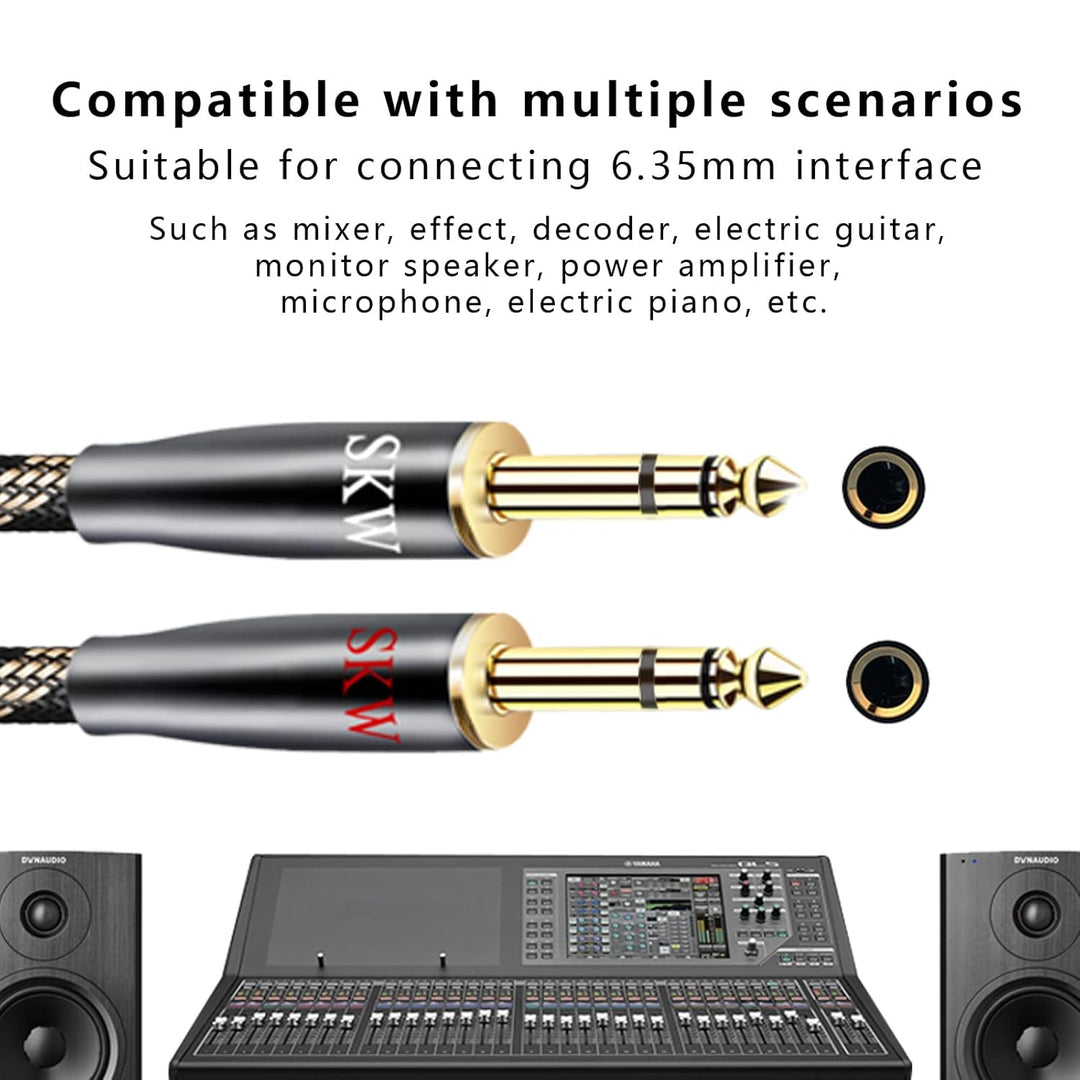 SKW 6.35mm Instrumentenkabel Stereo, hochreines Kupfer 6.35mm Klinke auf 6.35mm Klinke Gitarre Kabel