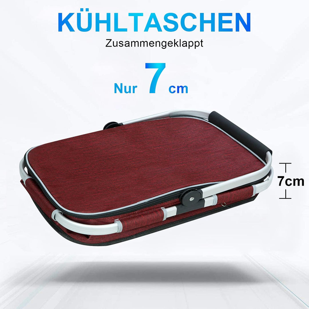 LIQINGG 35L Kühltasche Einkaufskorb Grosse isolierte Kühlkorb Lunchtasche Thermotasche für Büro Camp