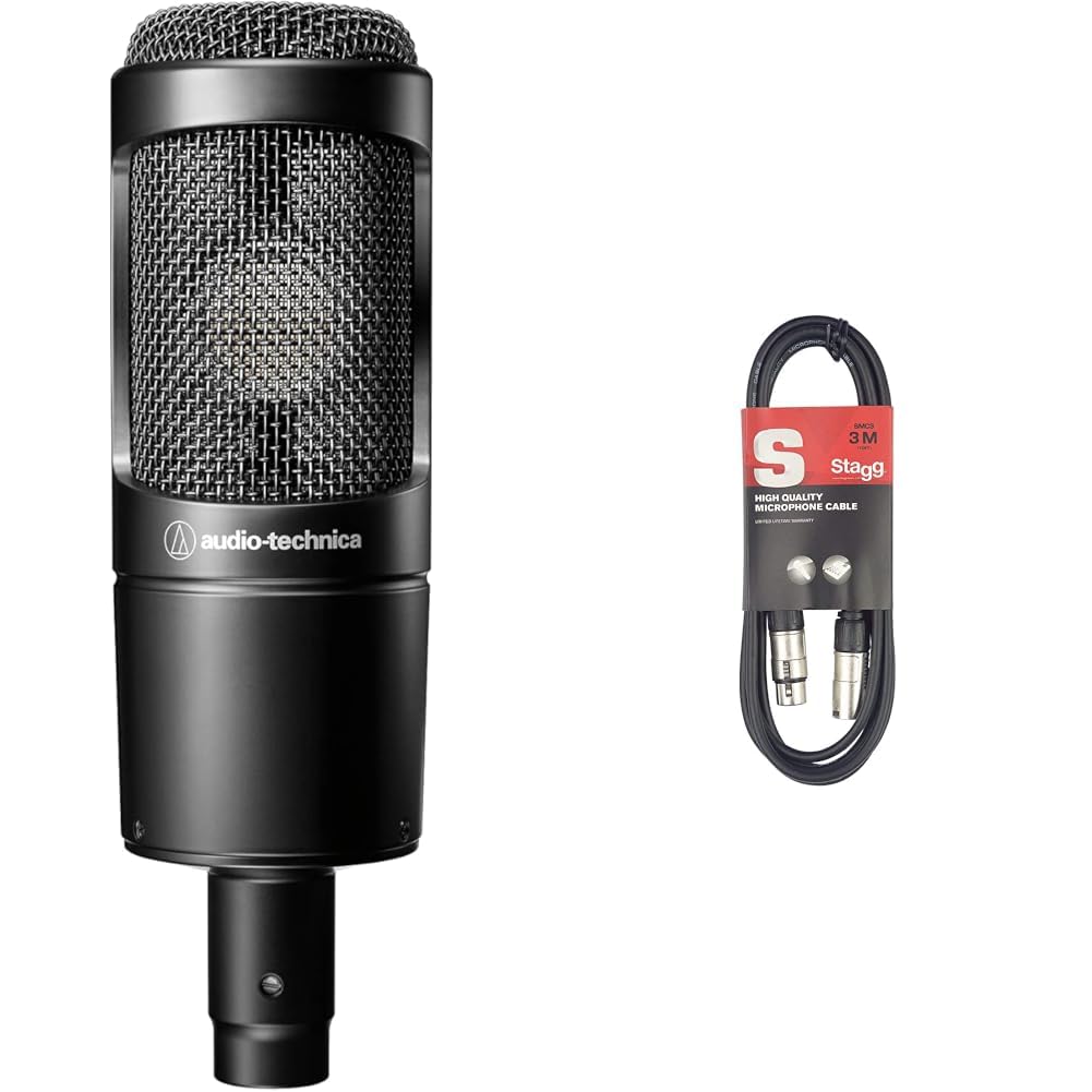 Audio-Technica AT2035 Kondensatormikrofon mit Nieren-Richtcharakteristik (XLR Anschluss) für Musik,