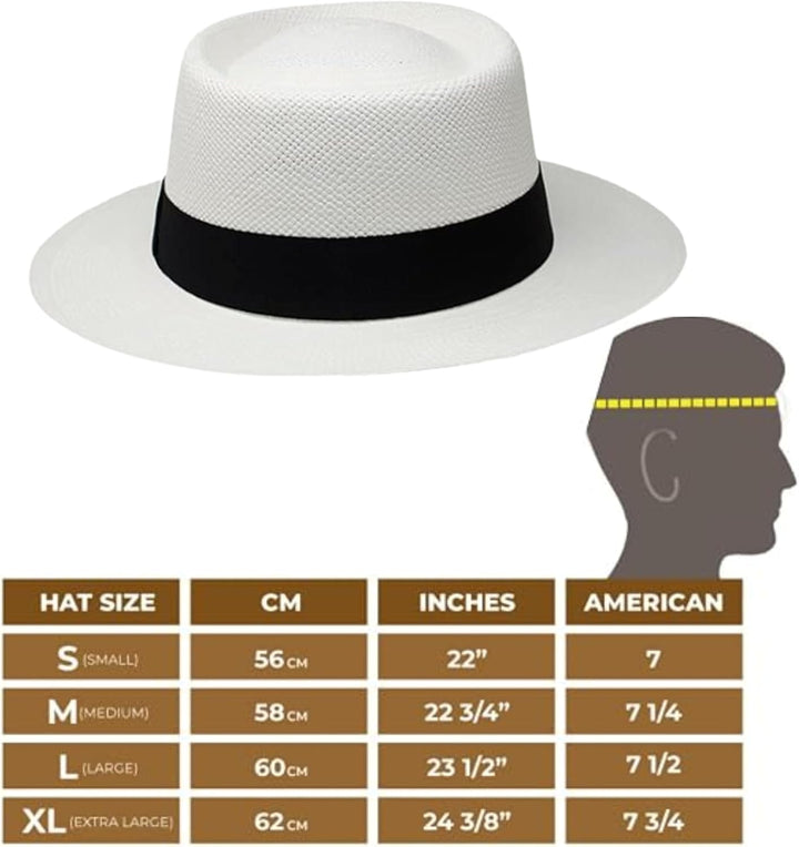 Gamboa Fedora Panama Hut Herren und Damen Sommer Strohhut Panamahut Sonnenhut UV-Schutz UPF50+ XL Su