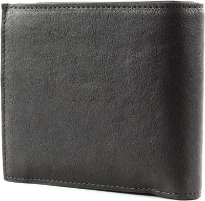 Piquadro Black Square Wallet with Flip Dark Brown