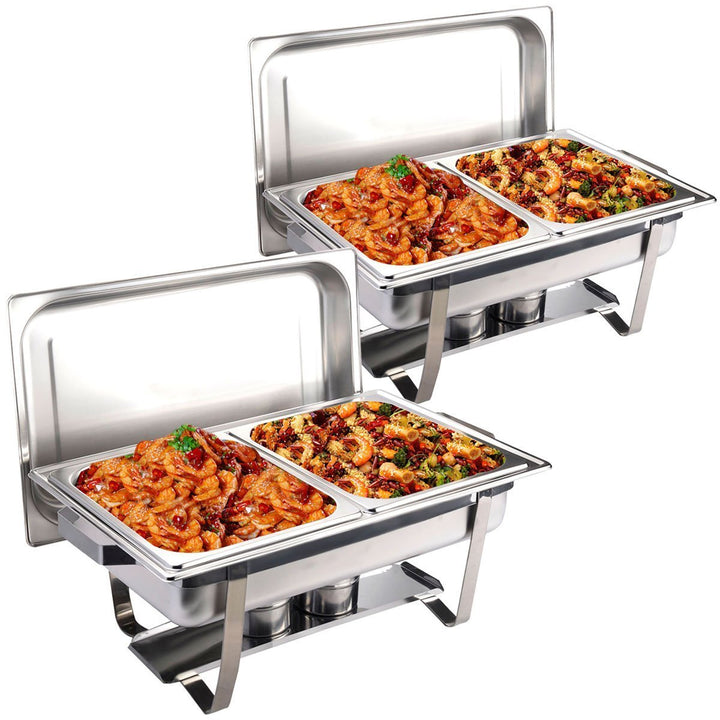 2 x Chafing Dish Speisewärmer Warmhaltebehälter Wärmebehälter Warmhaltegerät mit Brennpastenbehälter