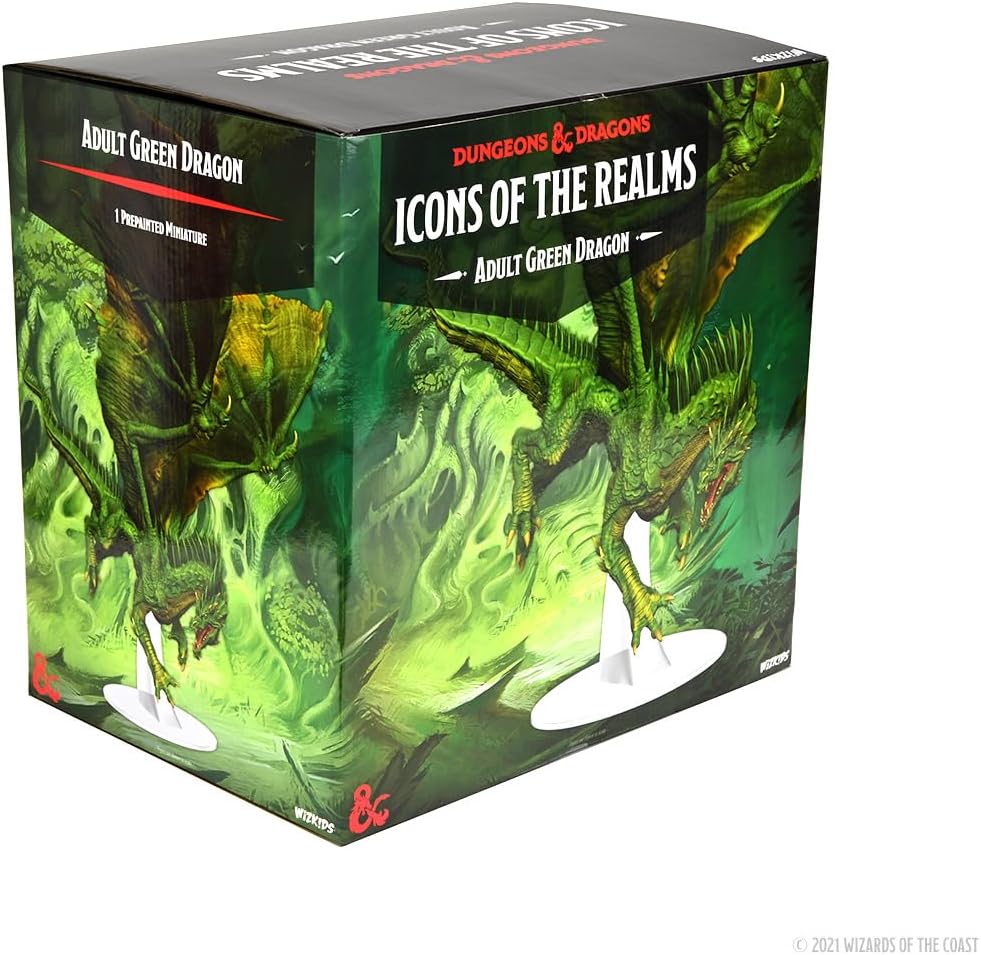 WizKids D&amp;D Icons of The Realms: Adult Green Dragon Figur | DnD Miniaturen Grün für Erwachsene, Grün
