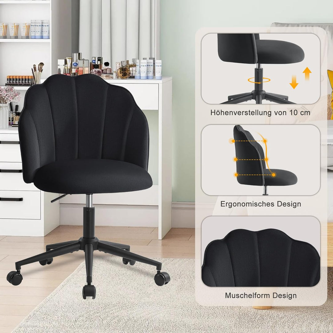 Stuhl für Schminktisch, Drehstuhl mit Rollen aus Samt, Schlafzimmer Stuhl, Schminktisch Sessel Drehb