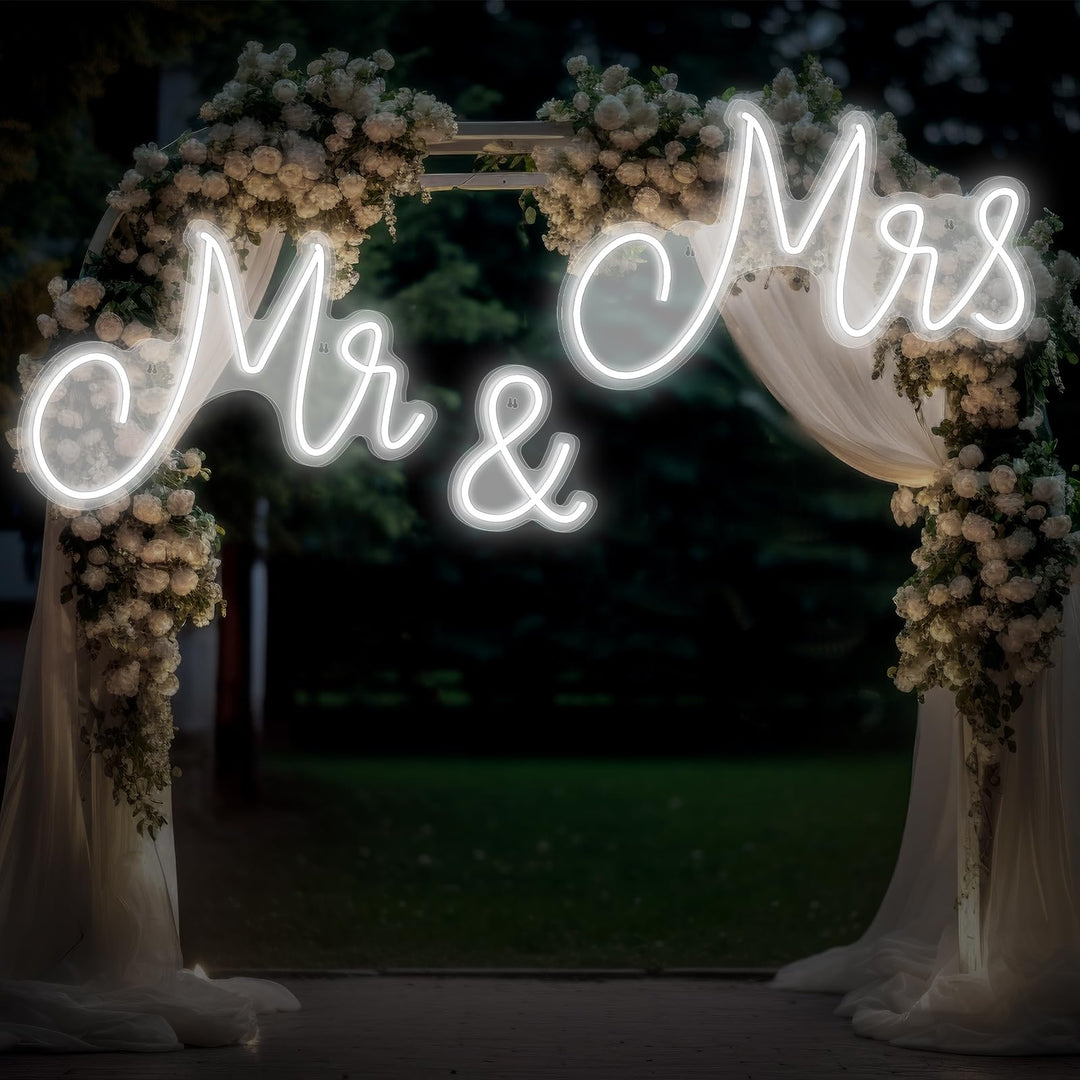 Kittmip Mr. and Mrs Neonschild für Hochzeit, Neonlicht, LED-Hintergrund, Wanddekoration, USB-Schild,