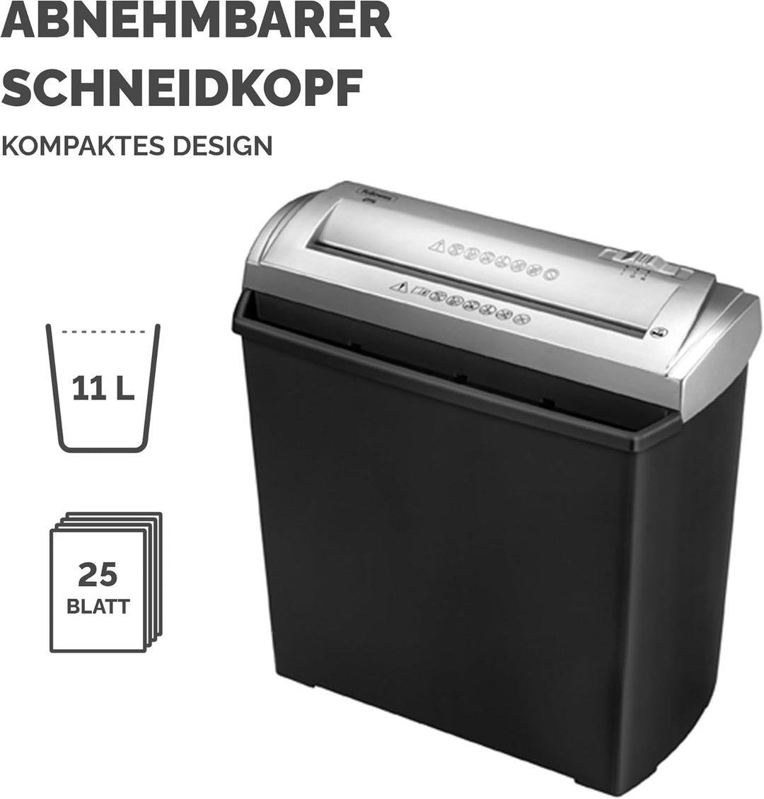 Fellowes FS-5S Aktenvernichter, 5 Blatt, Streifenschnitt, Sicherheitsstufe P1, Papiervernichter für