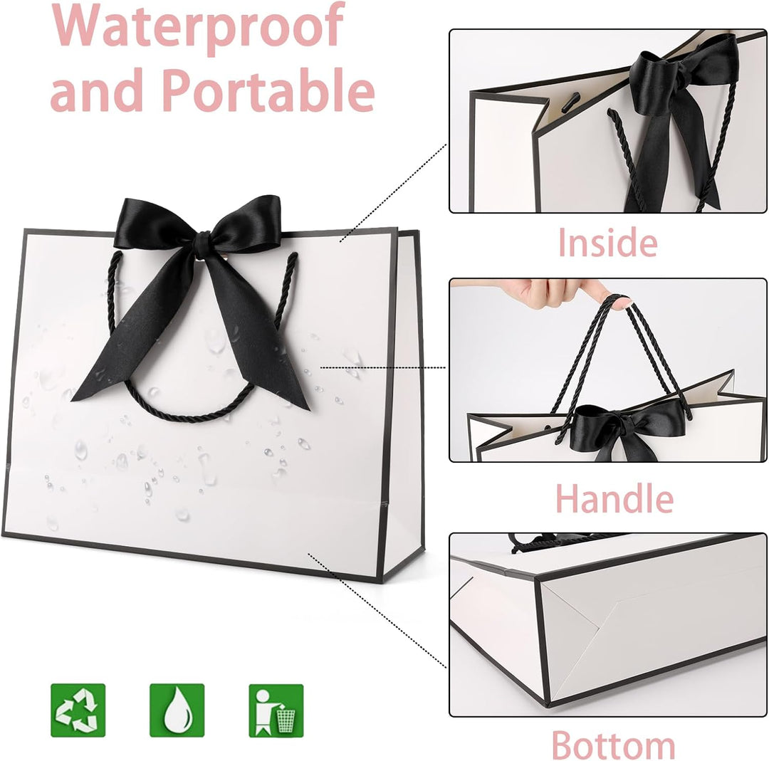 Geschenktüte mit Schleife,Geschenktüte Weiss,Geschenktaschen für Geburtstag, Hochzeit, Festivalfeier