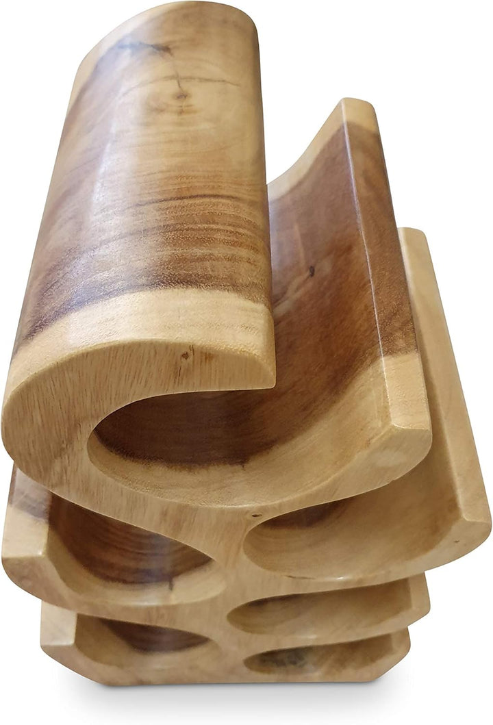 Kinaree Massivholz Weinregal für 6 Flaschen - 50cm freistehendes Flaschenregal in Baum Form aus eine