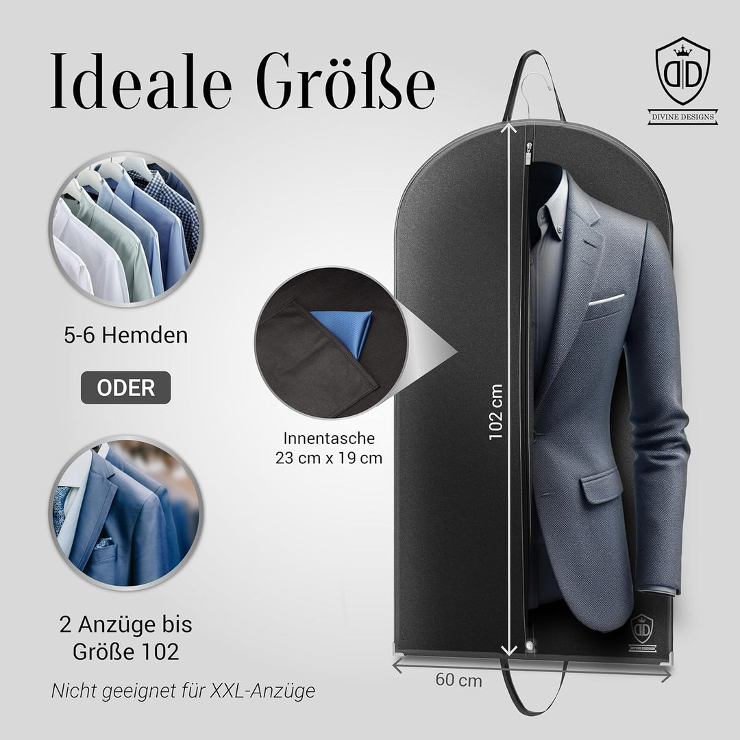 3 x Kleidersack Anzug + Bonus Schuhbeutel - 102 x 60 cm - Kleiderhülle Hält Ein Leben Lang | Anzugta