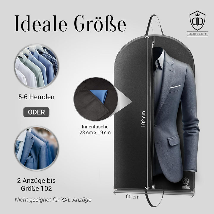 3 x Kleidersack Anzug + Bonus Schuhbeutel - 102 x 60 cm - Kleiderhülle Hält Ein Leben Lang | Anzugta