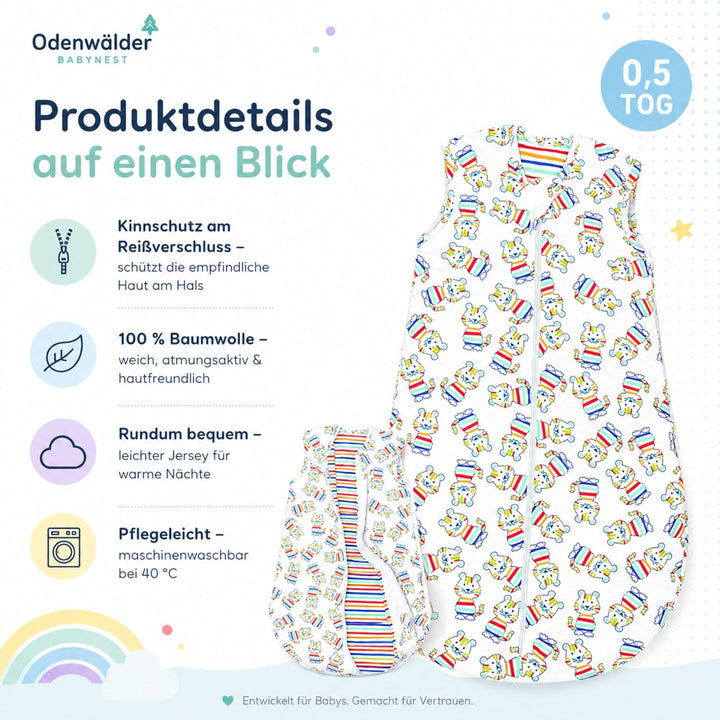 Set Odenwälder Sommerschlafsack & Stoffwindel von Kinderhaus Blaubär | Baby Schlafsack Flauschig & W