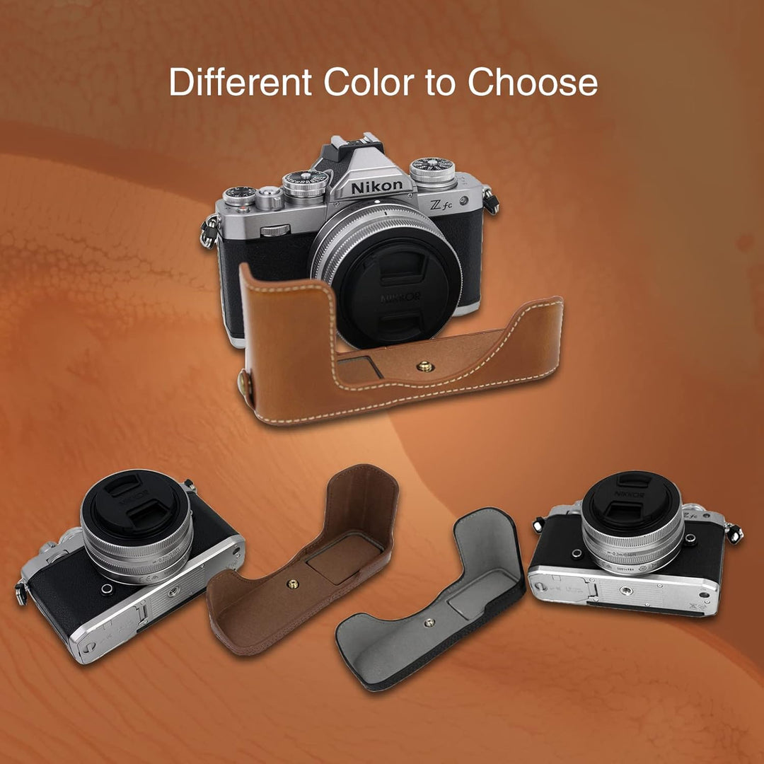 Z fc Zfc Kameratasche Rieibi PU Leder Tasche mit Gurt für Nikon Z fc 28mm f/2.8 SE, 16-50mm f/3.5-6.