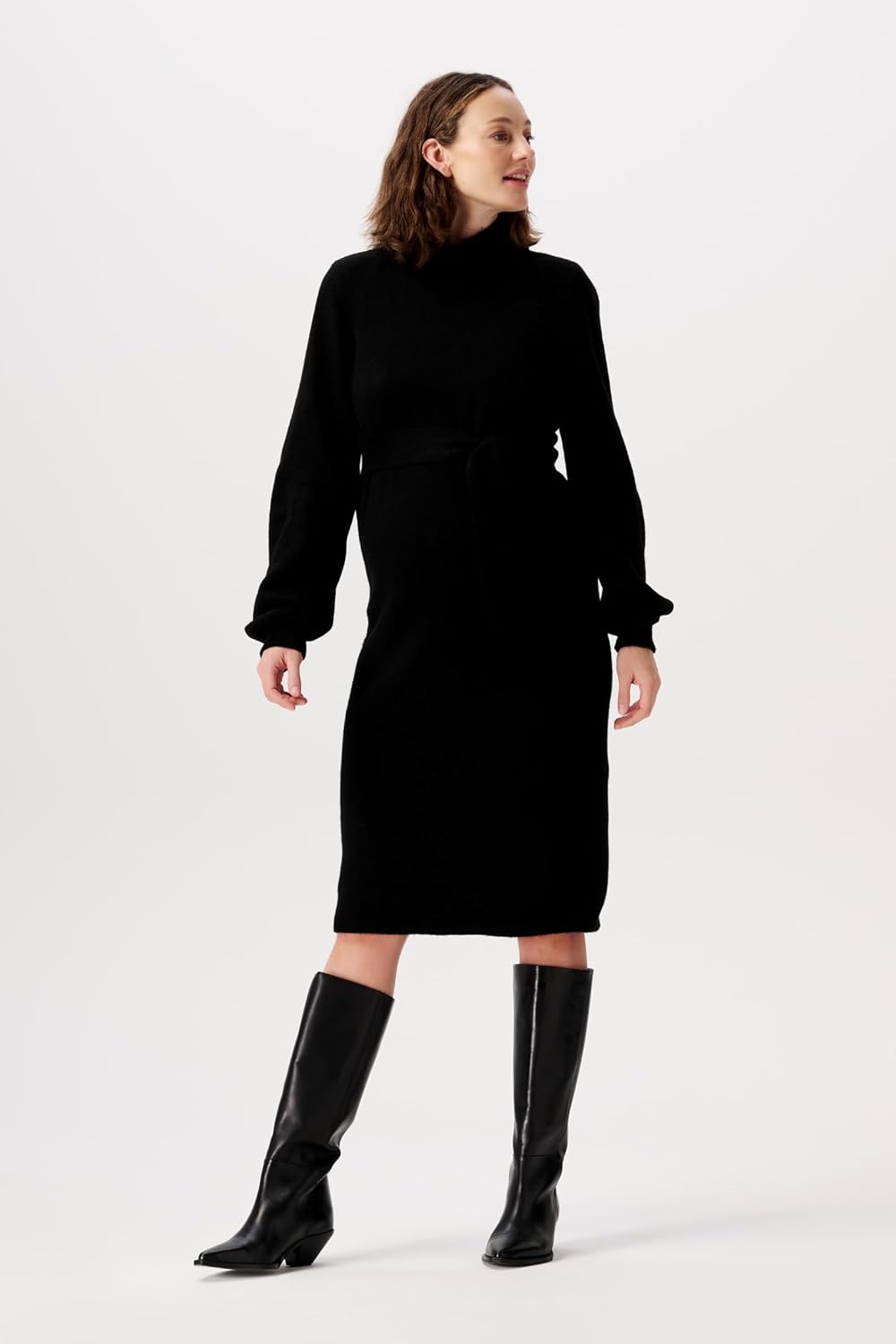 Noppies Damen Mico Knit Dress Ls Kleid S Black - P090, S Black - P090