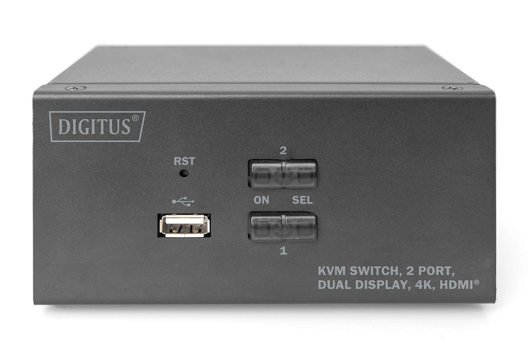 DIGITUS KVM-Switch HDMI – 2-Port Dual-Display – 2 PC 2 Monitore – 1x Maus, Tastatur &amp; Audio für 2 Co