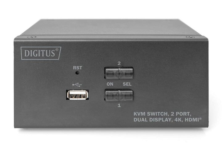 DIGITUS KVM-Switch HDMI – 2-Port Dual-Display – 2 PC 2 Monitore – 1x Maus, Tastatur &amp; Audio für 2 Co