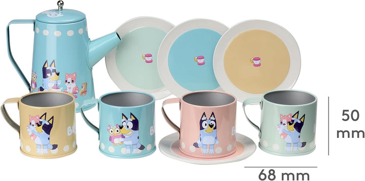 Bluey Spielzeug-Geschirr für Kinder – Kindergeschirr in farbenfrohem Design, lustiges Teeservice-Set