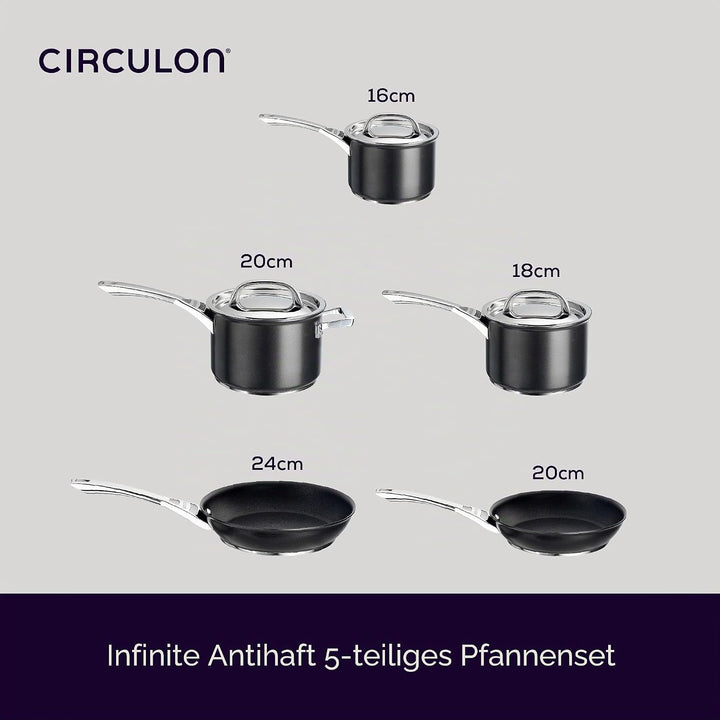 Circulon Infinite topfset induktion 5 teilig - Antihaft-Töpfe und kochtopf set mit Edelstahldeckeln