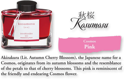 PILOT Iroshizuku 69220 Füllfederhalter-Tinte, Kosumosu, Cosmos Flower (Pink), 50 ml Flasche, Pink