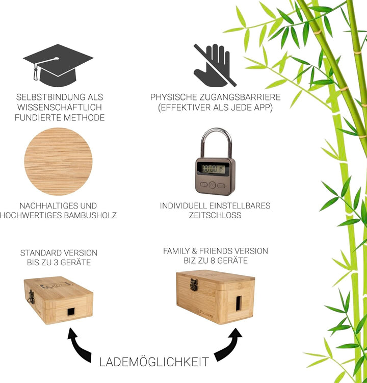 Focusera-Box mit Zeitschloss gegen Ablenkung durch Smartphone: Kontrolle über Handysucht und weniger