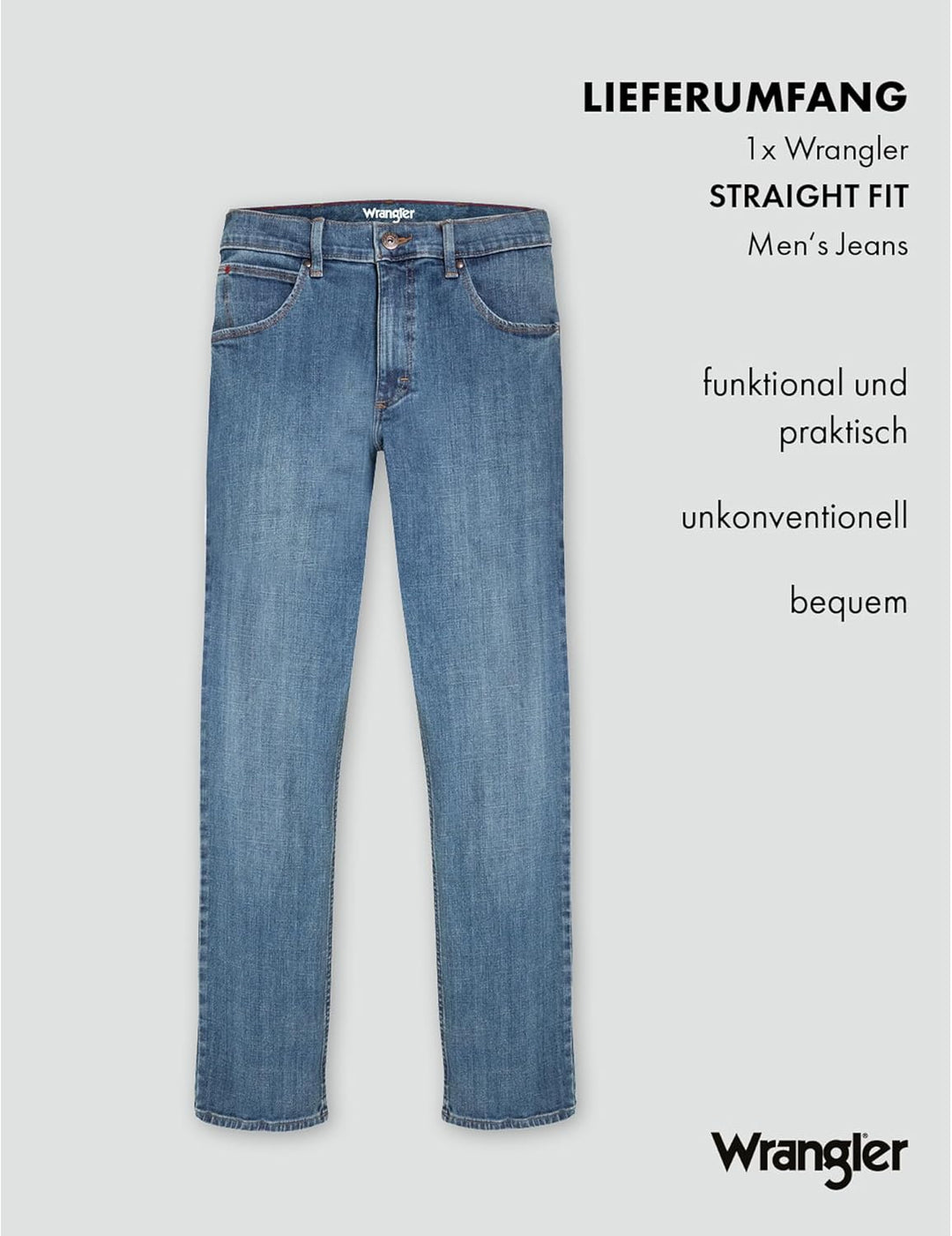 Wrangler Herren Jeans Straight - Mid Waist - Regular Fit - Blau Schwarz W30-W44 30W / 30L Mid Stone,