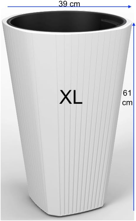 MELTOM Blumenkübel mit Herausnehmbaren Einsatz Slim Rund Blumentopf Pflanzkübel Dekorativ (Weiss, XL