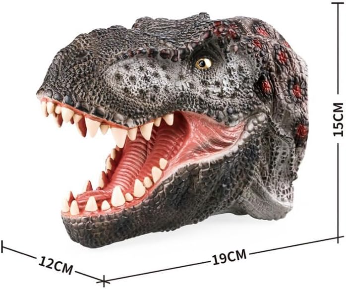 Realistisches Dinosaurier Handpuppe Kopf – T-Rex Puppenspielzeug aus Gummi für Kinder & Erwachsene –