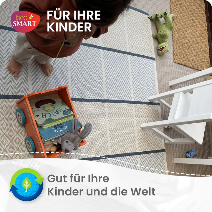 Spielzeugkiste aus Holz Hund | 2-in-1-Zugwagen & Aufbewahrungsbox auf Rädern für Kinderzimmer oder S