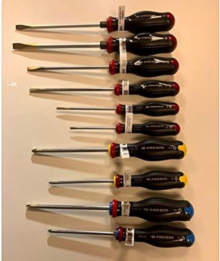 Facom at.J10 Schraubendreher-Satz Standard-Schraubendreher 10 PIECES - Lames Rondes, Standard-Schrau