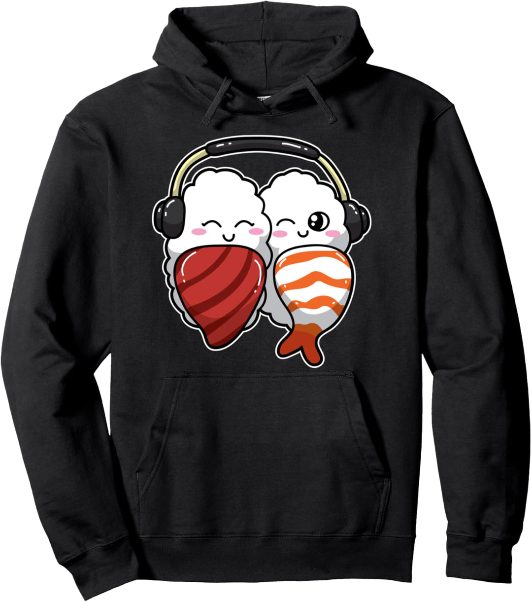 Ich liebe Herz Sushi japanische Feinschmecker Musik Cartoon Pullover Hoodie