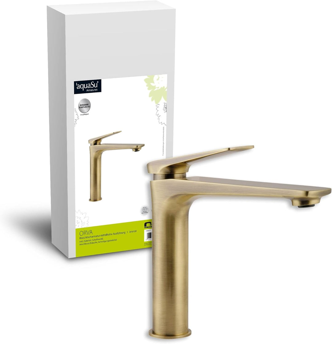 AquaSu 77005 7 Orva Waschtischarmatur, Bronze-Mittelhoch Bronze - Mittelhoch