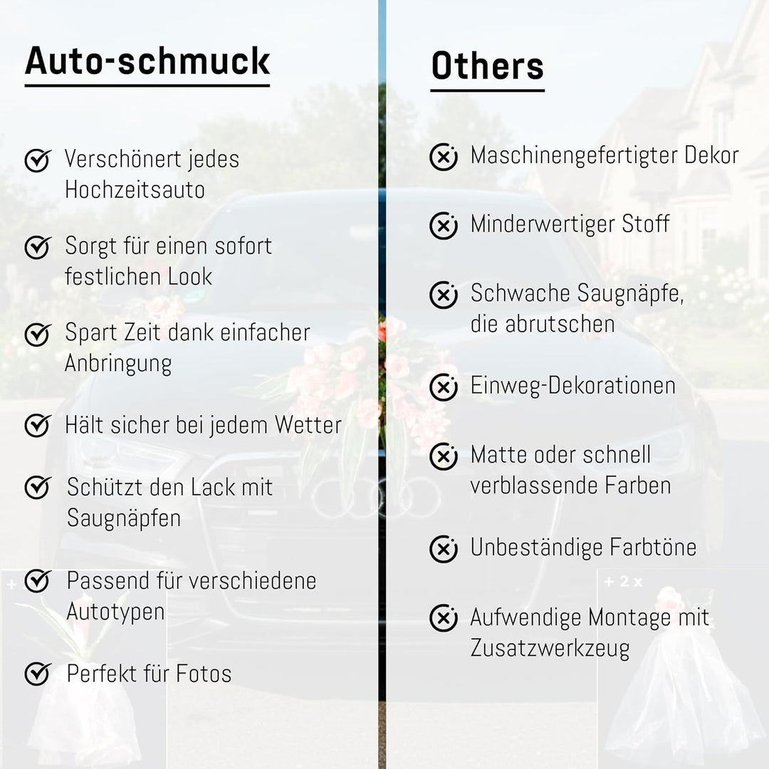 Spitze STRAUss Auto Schmuck Braut Paar Rose Deko Dekoration Autoschmuck Hochzeit Car Auto Wedding De