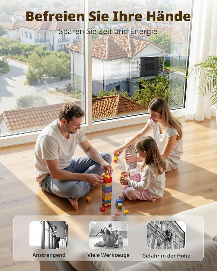 AIRMSEN YW733 Fensterputzroboter, Automatische Routenplanung, 4 Reinigungsmodi, 4 Sprühdüsen, 110 ml