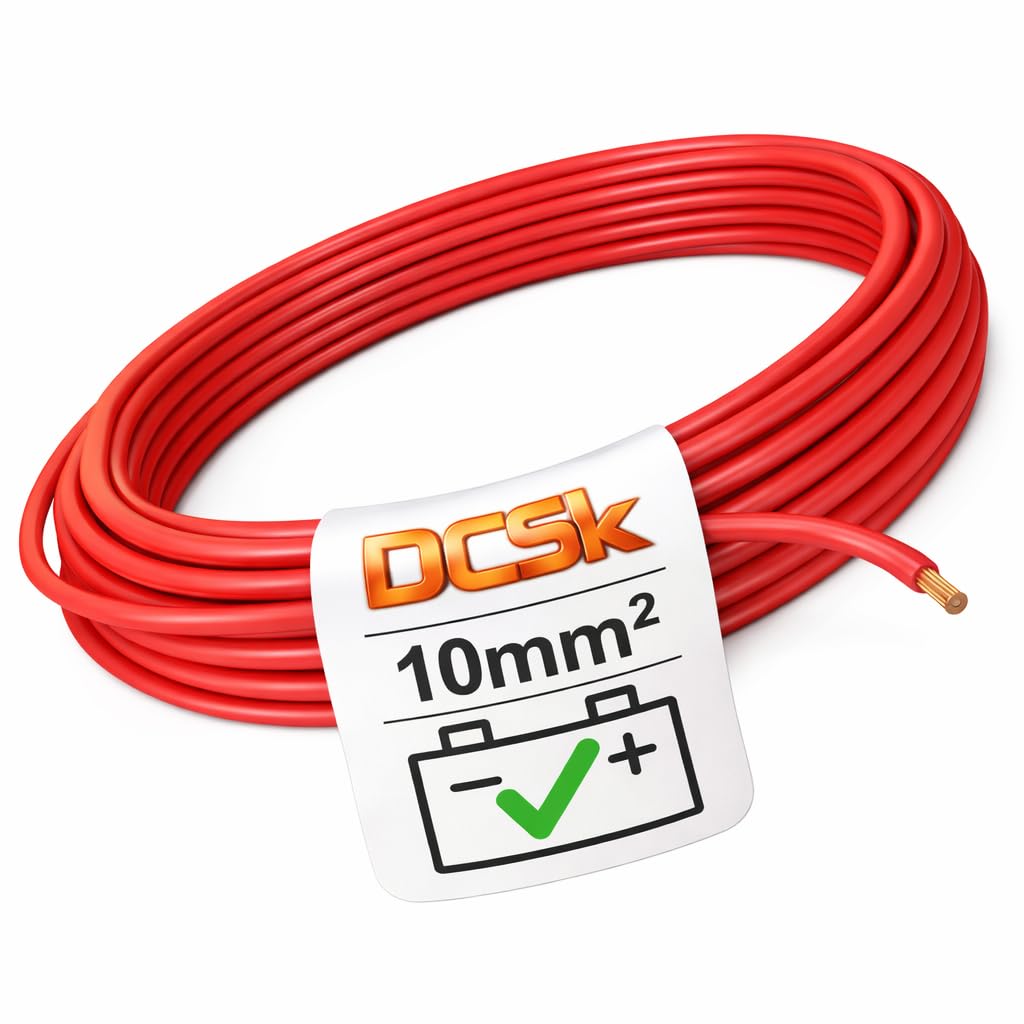 DCSk Fahrzeugleitung - 10mm² - 5m - FLRY B asymmetrisch - 10 mm² - KFZ Kabel Litze - Rot - 10mm2 10m