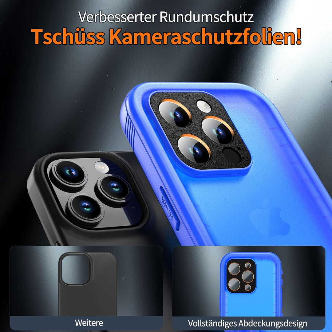 Cozycase für iPhone 15 Pro wasserdichte Outdoor Hülle Blau - 360 Grad Panzerhülle Stossfest Komplett