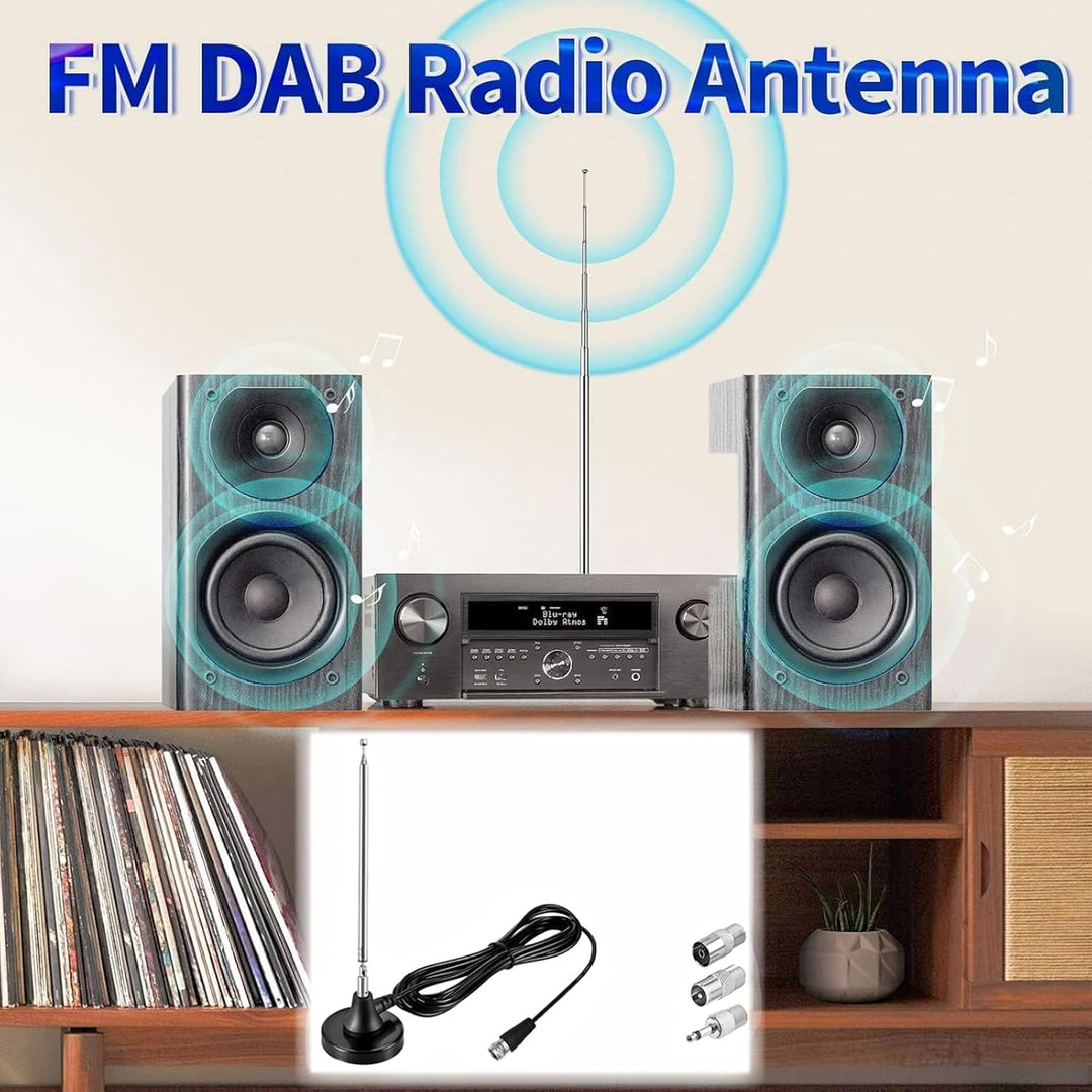 Dab Antenne, Fm Dipolantenne, Radio Antenne Mit 3m Verlängerungskabel, Digitale Teleskopantenne Für