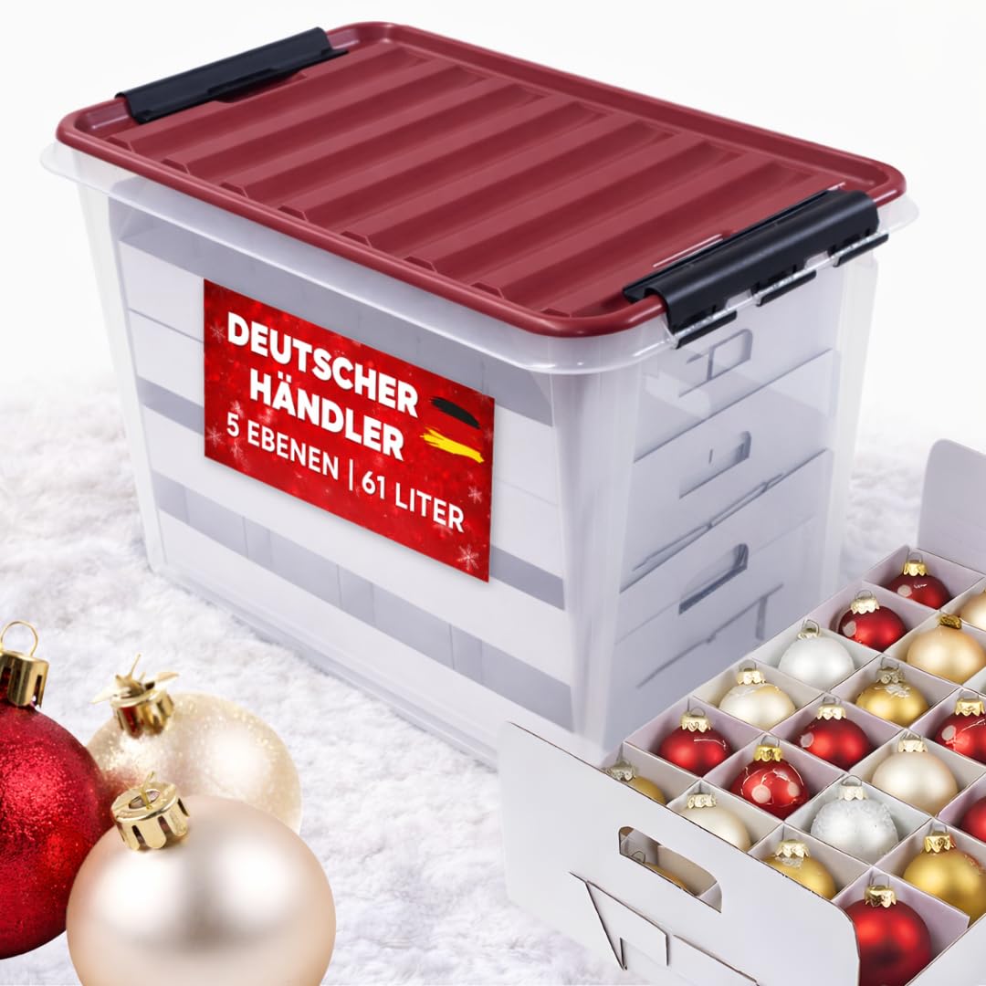 Quality-Collection Weihnachtskugel Box, Christbaumkugel Box, Christbaumschmuck und Deko (61 Liter)