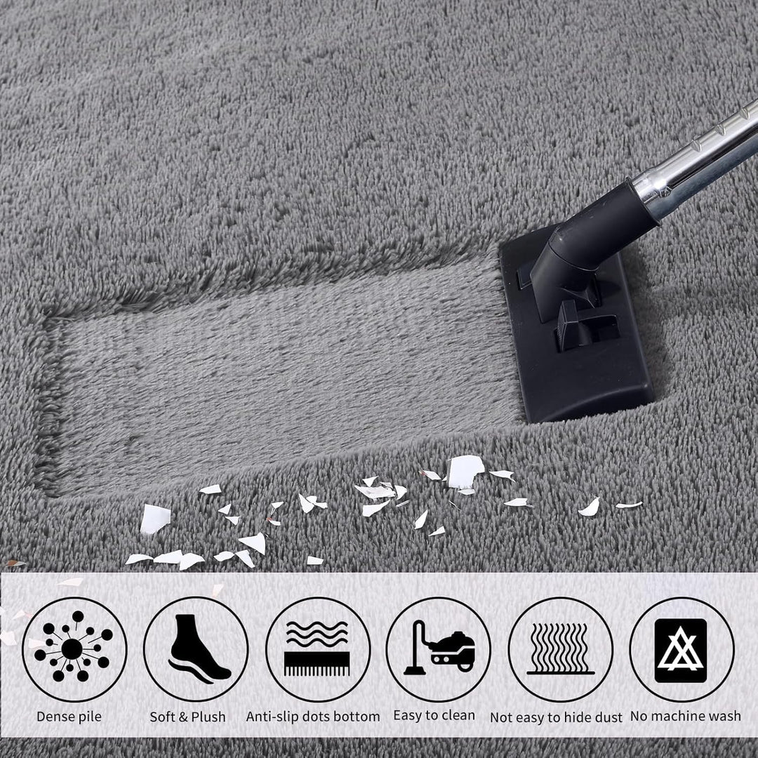 Teppich Grau Flauschig,Hochflor Teppich Wohnzimmer,Weicher Tepich Schlafzimmer,Flauschiger Teppiche