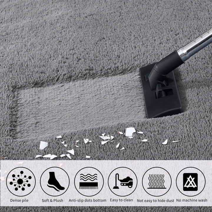 Teppich Grau Flauschig,Hochflor Teppich Wohnzimmer,Weicher Tepich Schlafzimmer,Flauschiger Teppiche