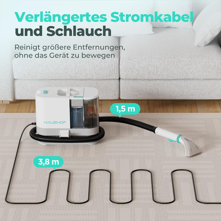 HAUSHOF Waschsauger Teppichreiniger, Tragbarer Teppich- und Polsterreiniger Gerät mit 13 kPa Saugkra