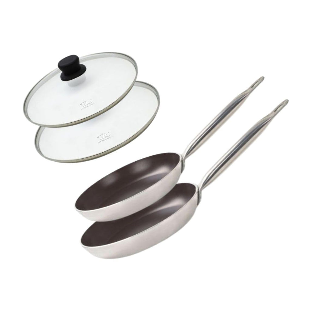 Elo 9803850 Set mit 2 Aluminiumpfannen und Glasdeckeln, Bratpfanne, für alle Herdarten, Induktionshe