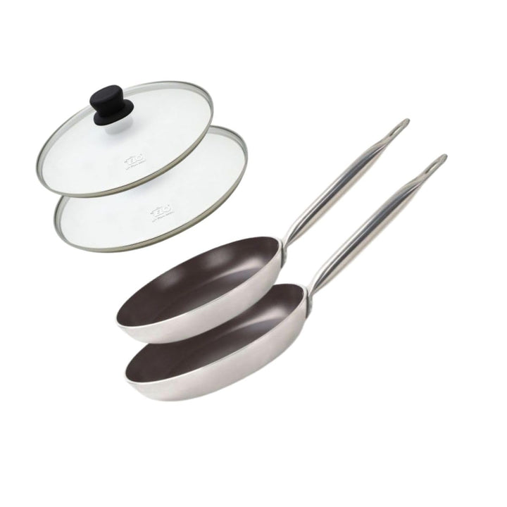 Elo 9803850 Set mit 2 Aluminiumpfannen und Glasdeckeln, Bratpfanne, für alle Herdarten, Induktionshe