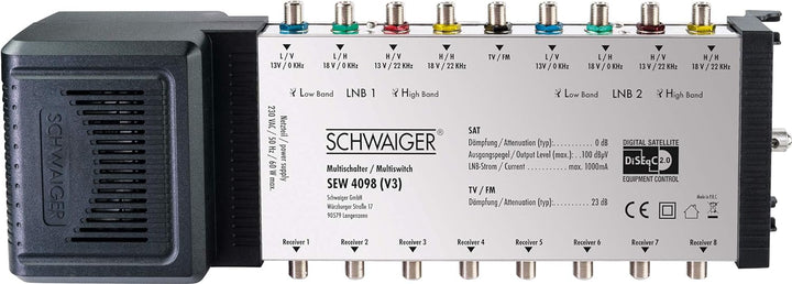 Schwaiger SEW4098 SAT Multischalter Eingaenge (Multischalter): 9 (8 SAT/1 terrestrisch) Teilnehmer-A