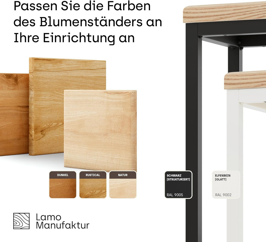 LAMO Manufaktur Pflanzenständer Set - 3 Stücke 30/50/70 cm | Blumenständer Metall Schwarz | Blumenho