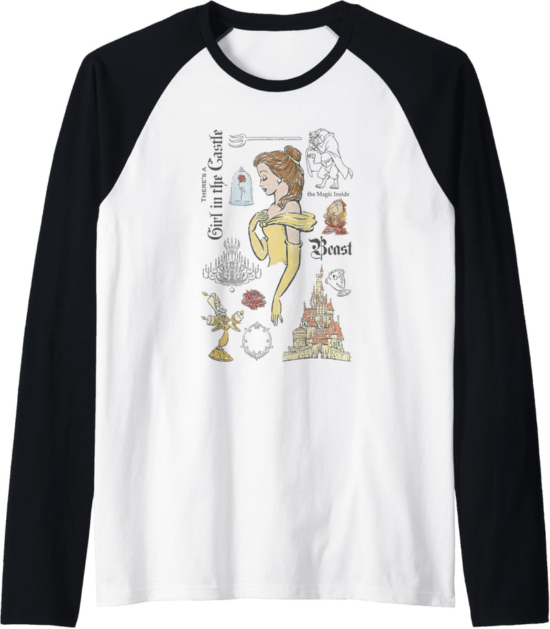 Disney Beauty And The Beast Characters Sketched Raglan