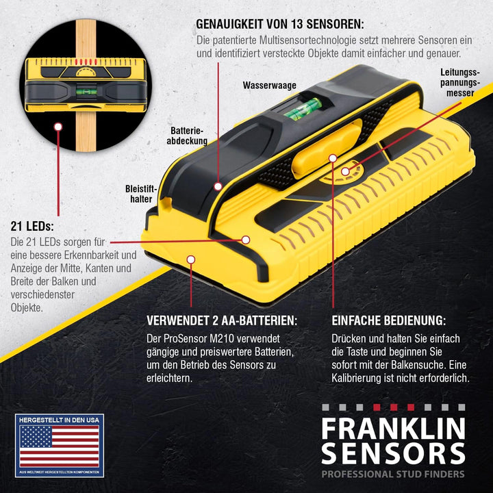 Franklin Sensors ProSensor M210 Professioneller Balkenfinder mit 13-Sensoren für höchste Genauigkeit