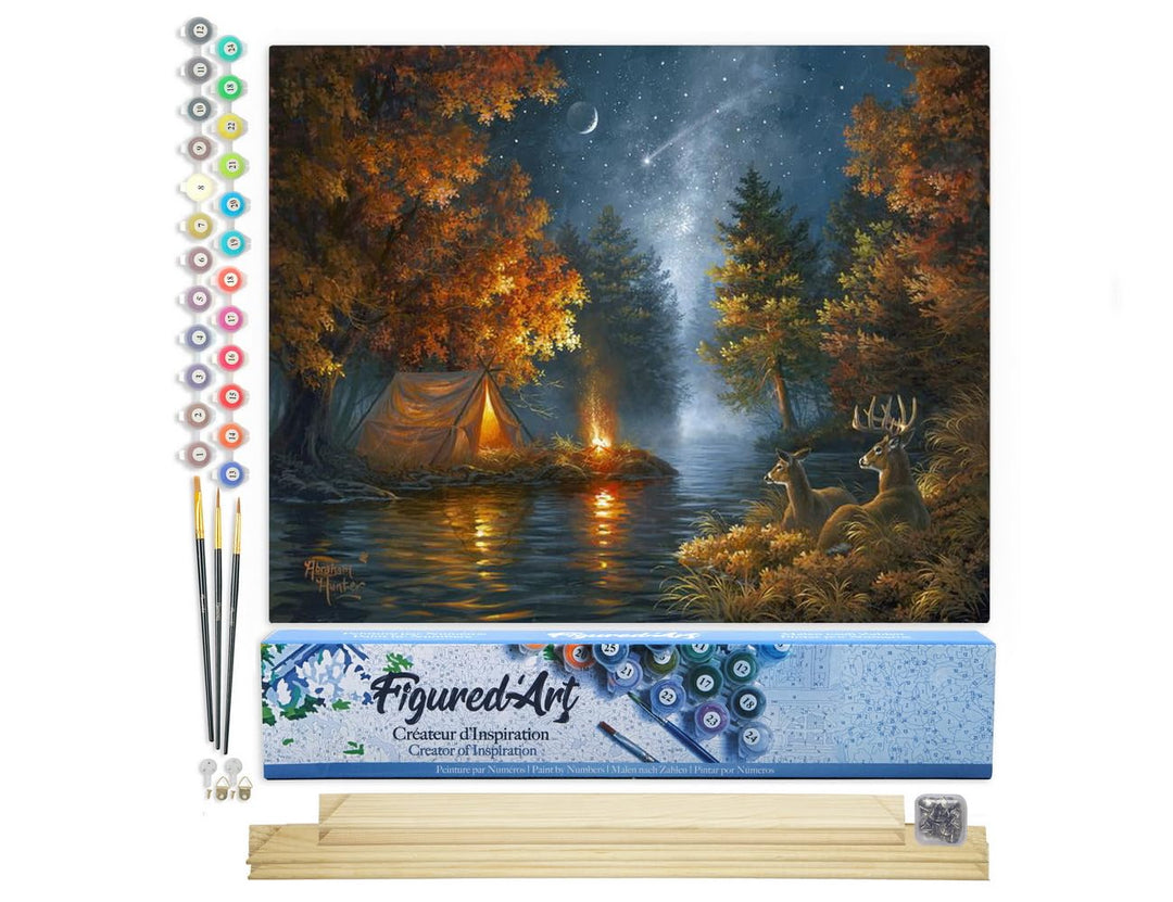 Figured'Art Malen Nach Zahlen Erwachsene Mit Rahmen Zelten unter dem Sternenhimmel - Paint by Number